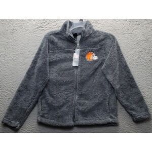 NFL Cleveland Browns Juniors Collection Fleece Jacket Football Men L Gray Zip Up